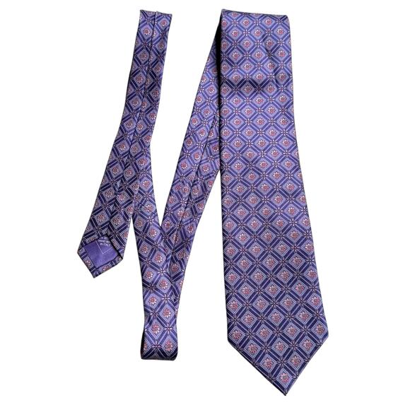 BRIONI Purple Pink Patterned Floral Silk Pointed Tie Career Business Office - Picture 2 of 8